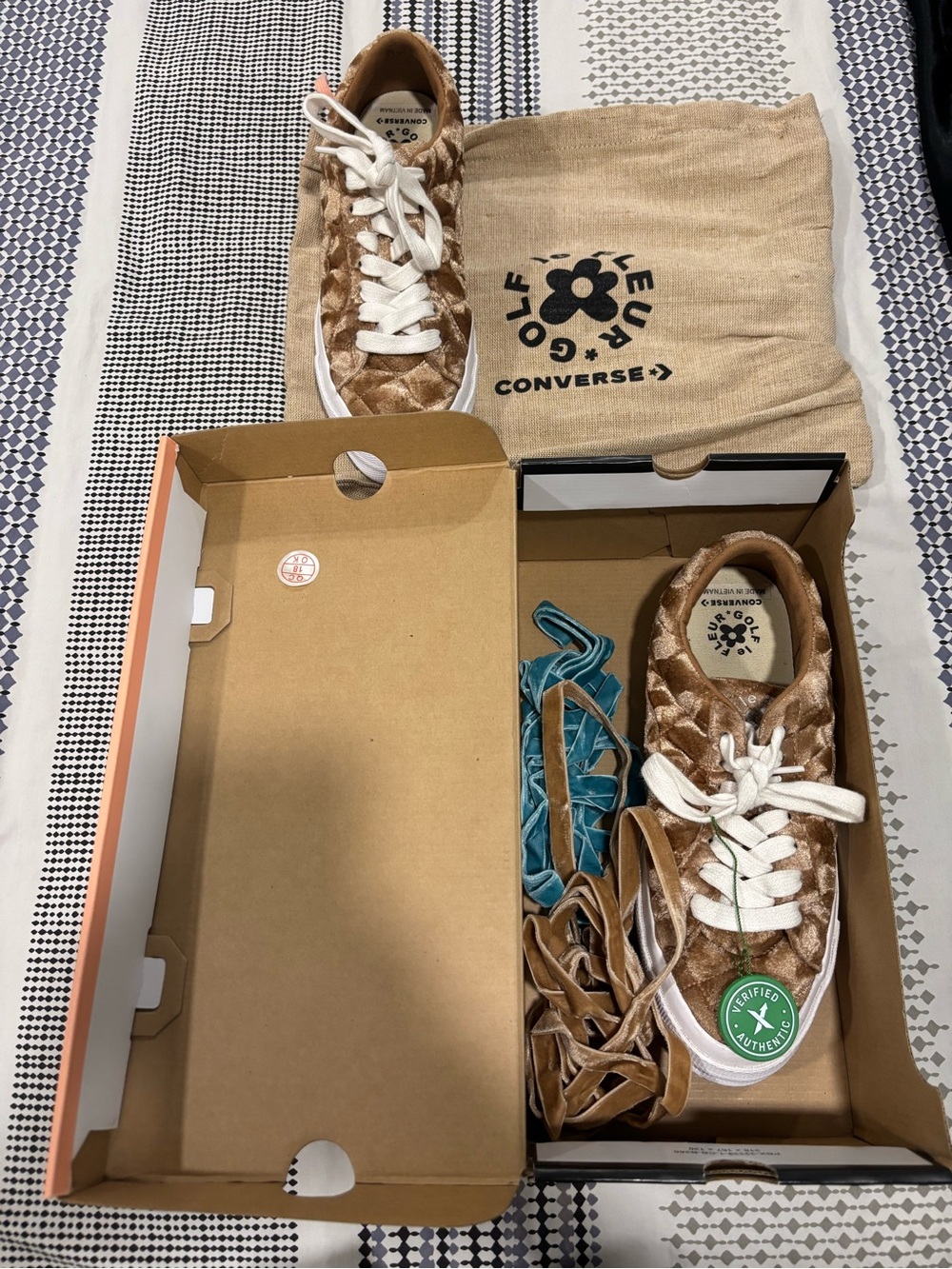 Golf Le Fleur Adult Brown Velvet Low-Top Converse Sneakers